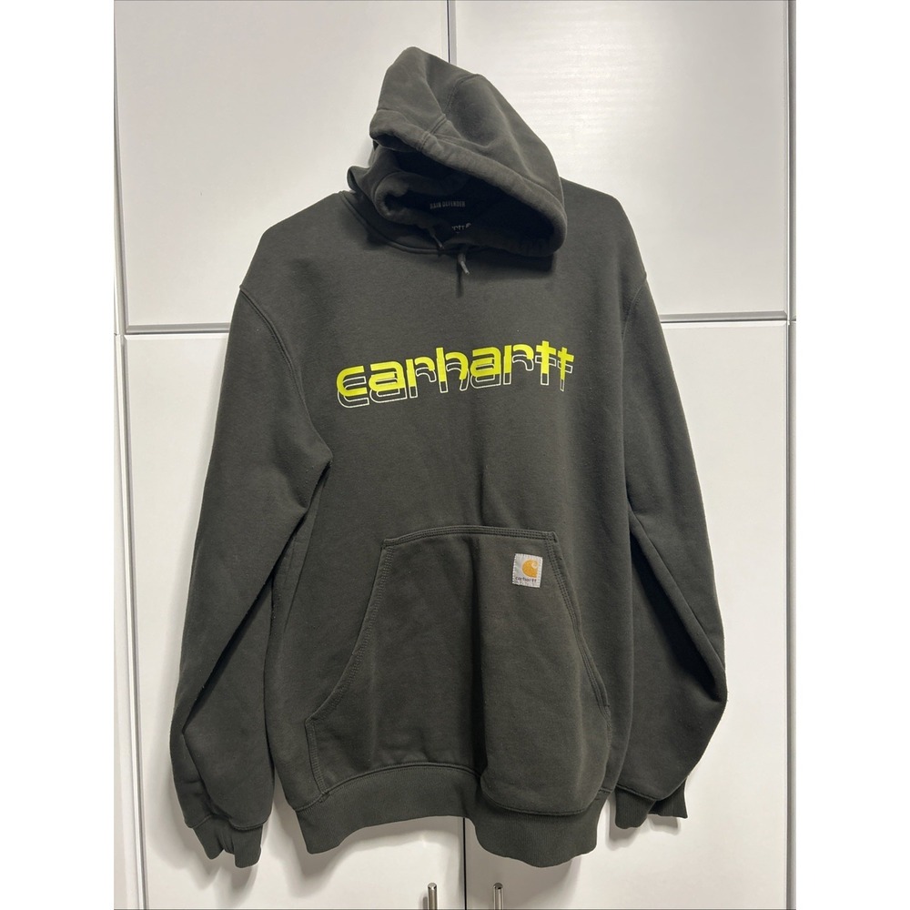 Carhartt Rain Defender Hoodie Mens Medium Peat Loose Fit Pullover Sweatshirt